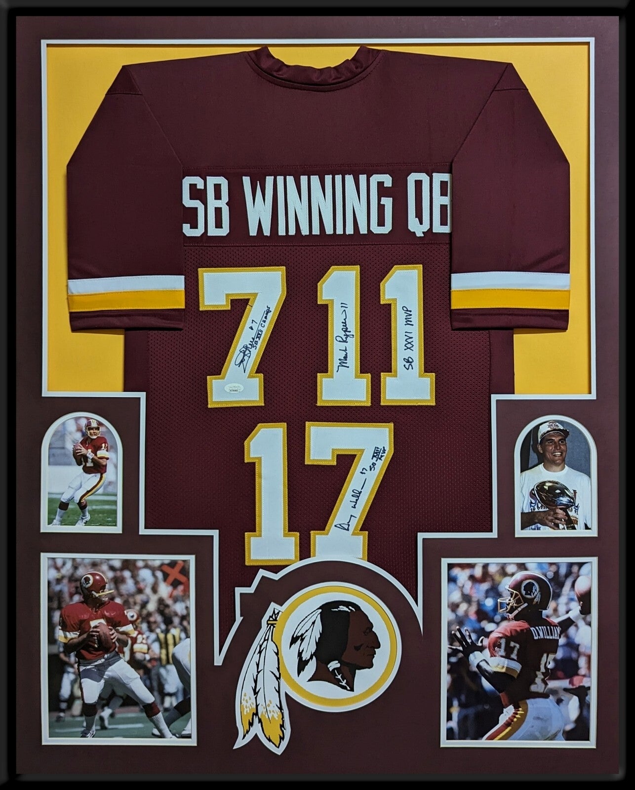 Framed Washington Sb Winning Qb's Autographed Signed Inscribed Jersey Jsa Coa
