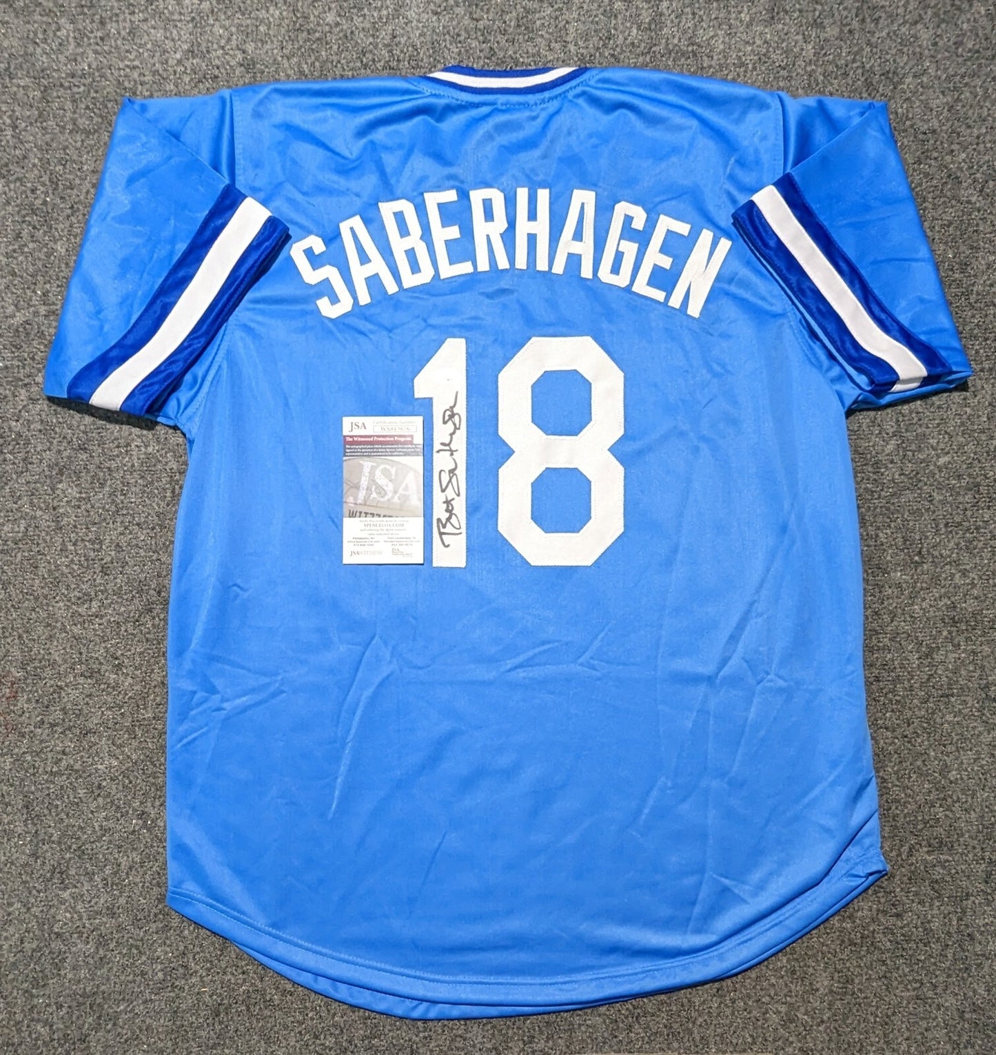 Kansas City Royals Bret Saberhagen Autographed Signed Custom Jersey Jsa Coa