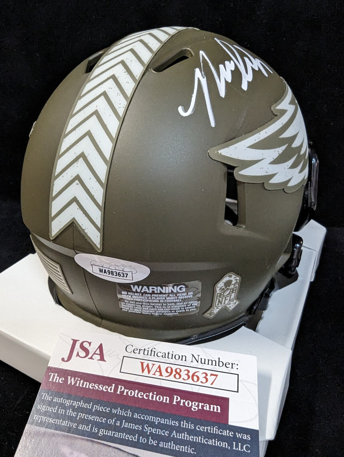 Philadelphia Eagles Nolan Smith Jr Autographed Signed Salute Mini Helmet Jsa Coa