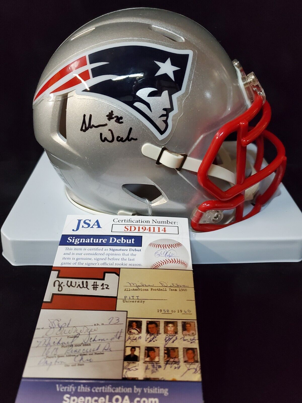 New England Patriots Shaun Wade Autographed Signed Speed Mini Helmet Jsa Coa