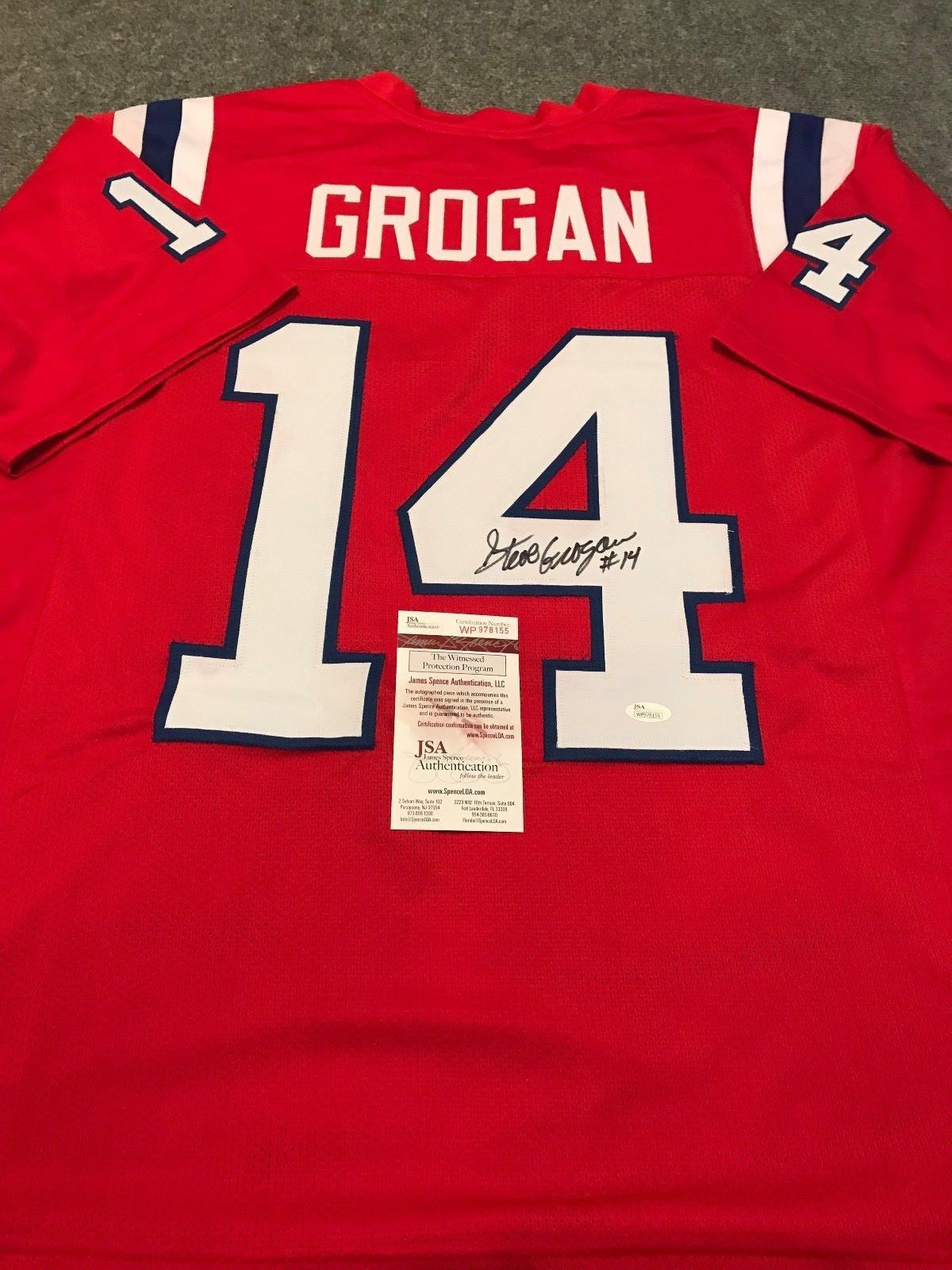 Steve Grogan Autographed Signed New England Patriots Jersey Jsa  Coa
