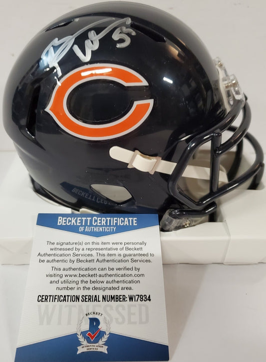 Brian Urlacher Signed Chicago Bears Speed Mini Helmet Beckett Coa