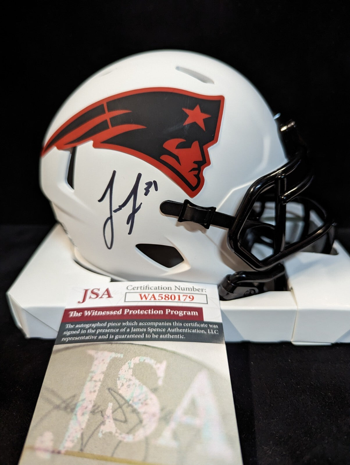 New England Patriots Jonathan Jones Autographed Signed Lunar Mini Helmet Jsa Coa