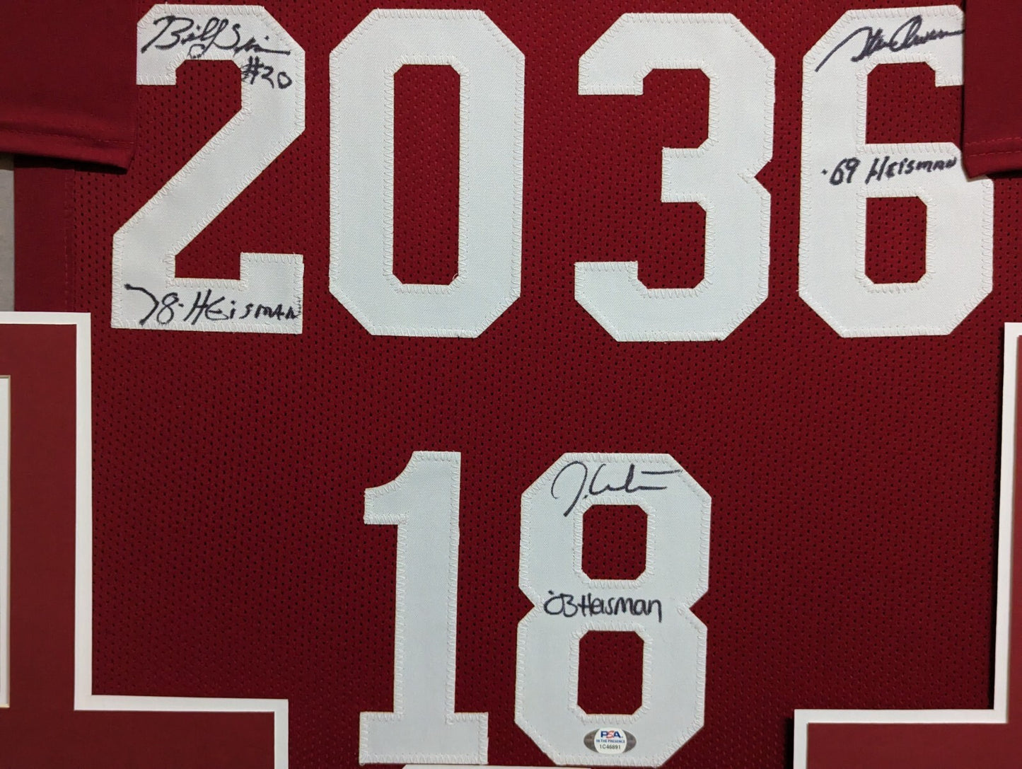 Framed Oklahoma Sooners Steve Owens Autographed Signed Jersey Psa Coa