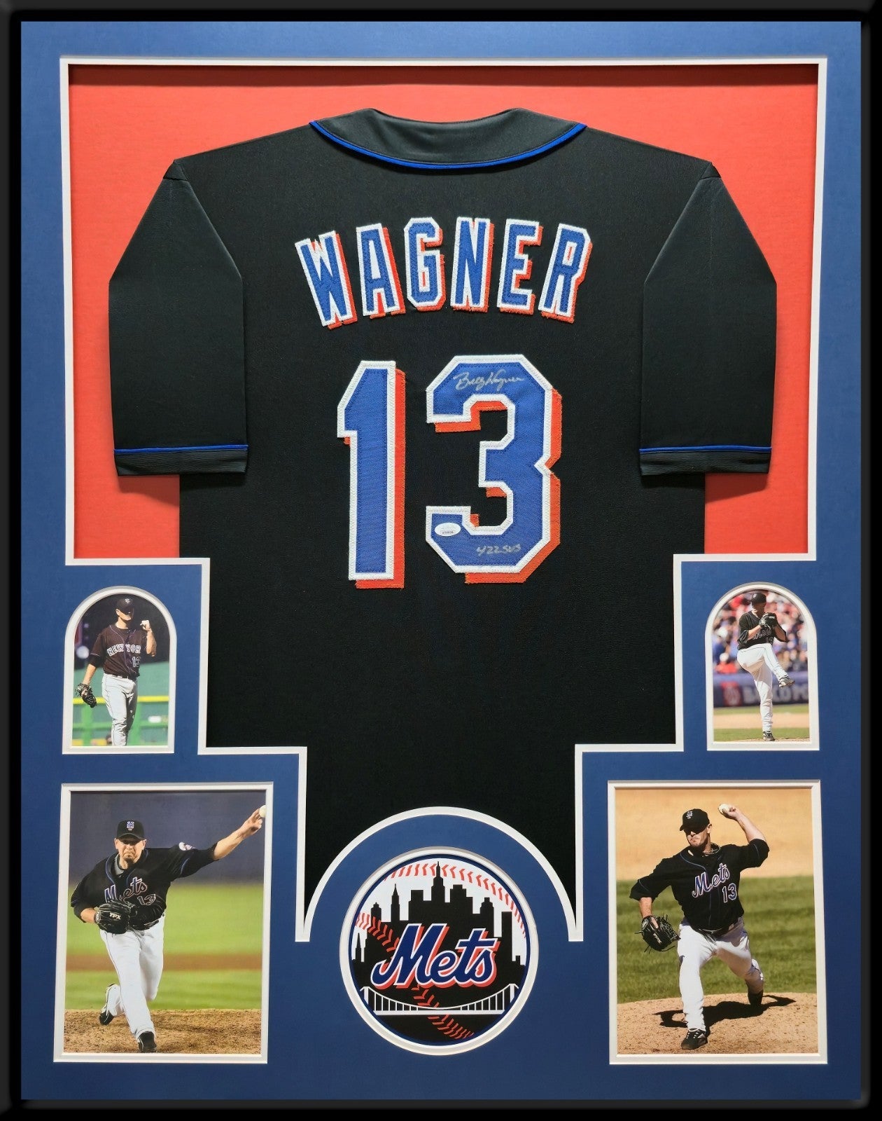 Framed New York Mets Billy Wagner Autographed Inscribed Jersey Jsa Coa