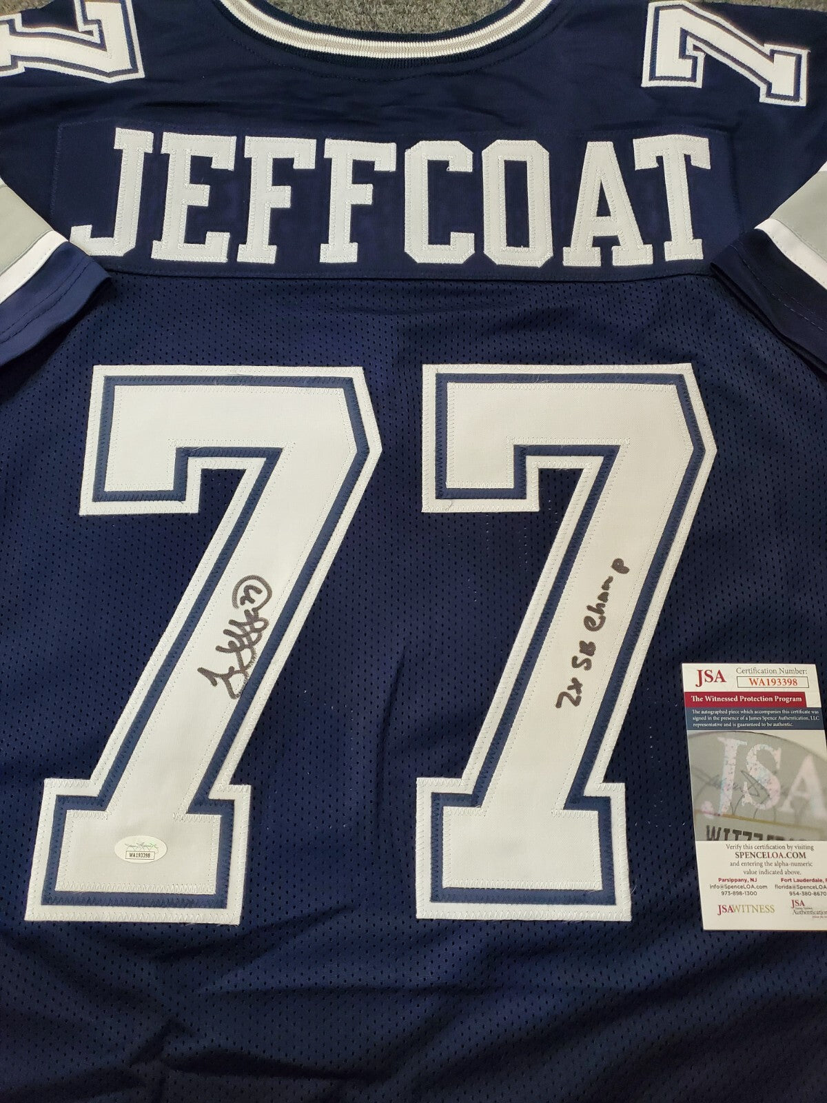 Jim Jeffcoat Autographed Signed Inscribed Dallas Cowboys Jersey Jsa  Coa