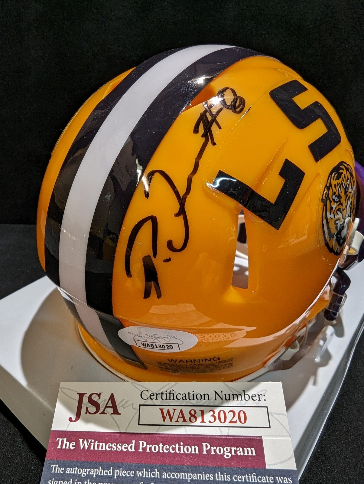 Lsu Tigers Patrick Queen Autographed Speed Mini Helmet Jsa Coa