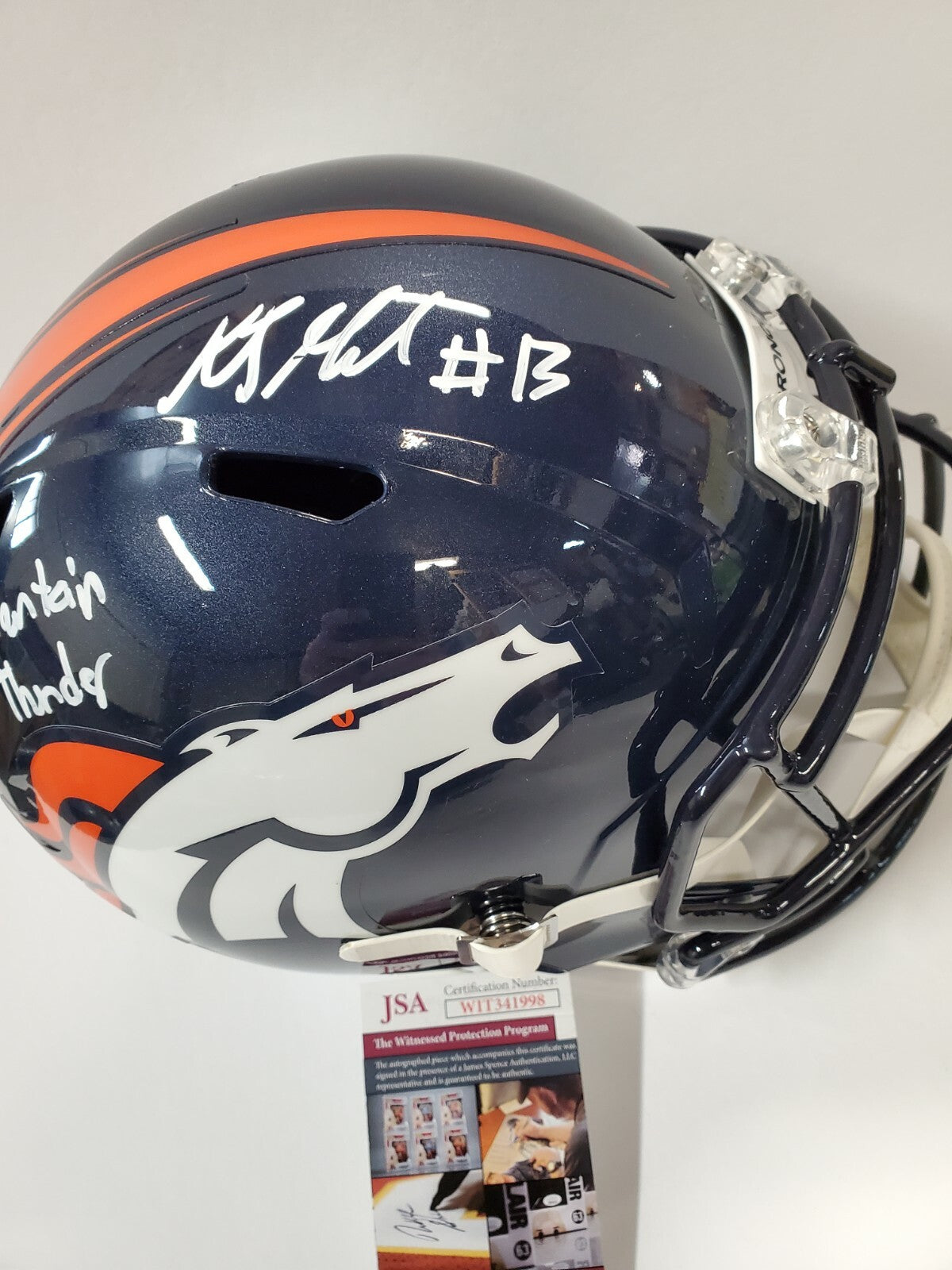 Kj Hamler Signed Inscribed Denver Broncos Speed Replica Full Size Helmet Jsa Coa