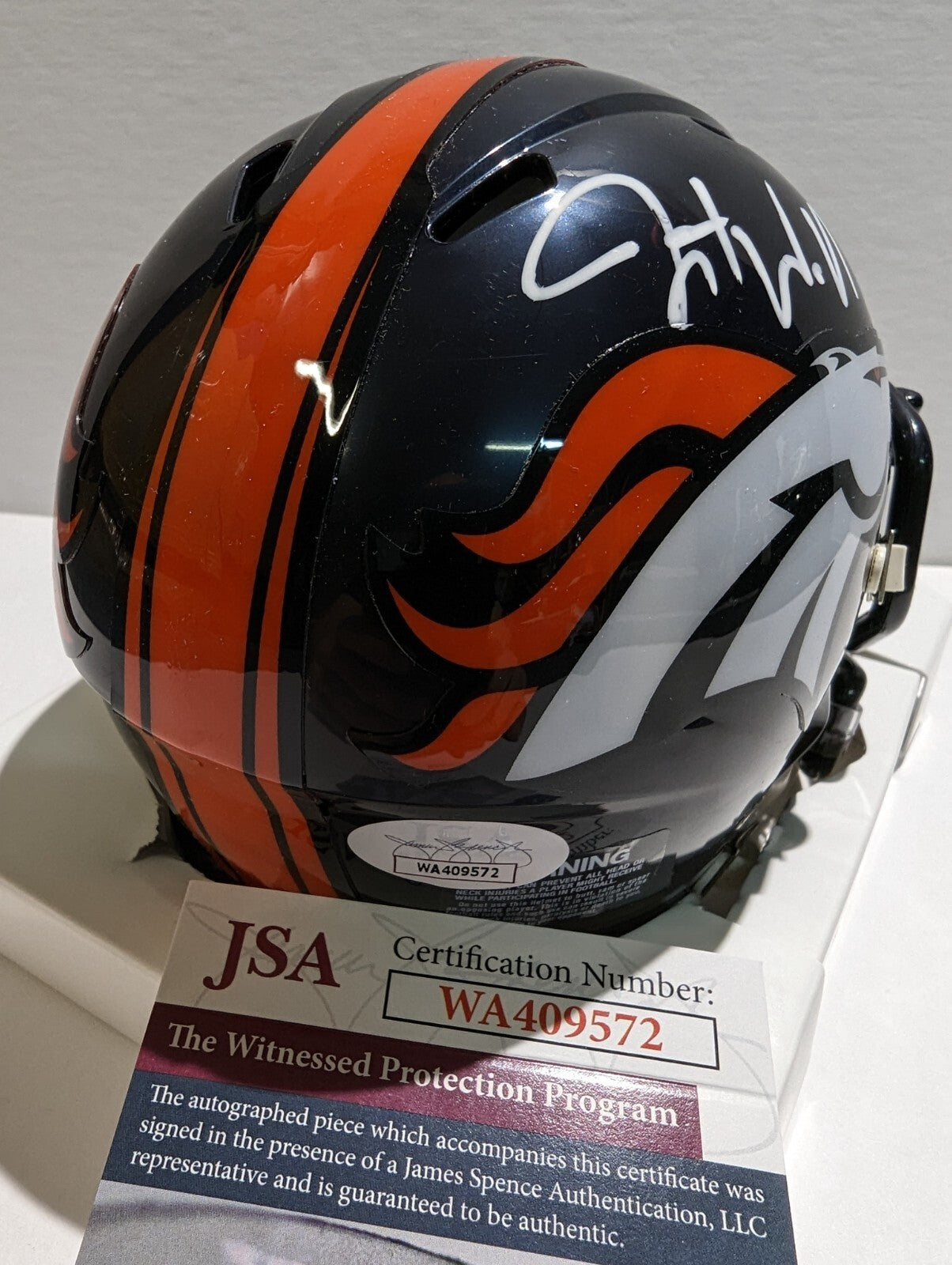 Denver Broncos Javonte Williams Autographed Speed Mini Helmet Jsa Coa