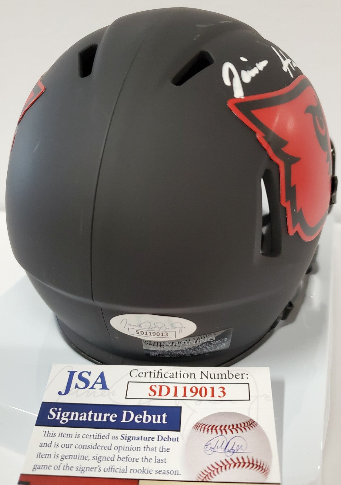 Javian Hawkins Autographed Louisville Cardinals Eclipse Mini Helmet Jsa Coa
