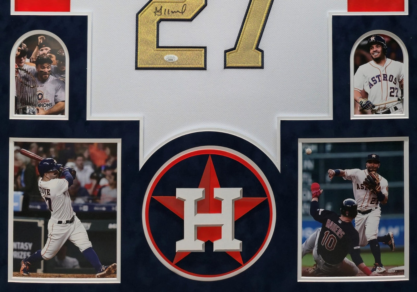 Suede Framed Houston Astros Jose Altuve Autographed Signed Jersey Jsa Coa