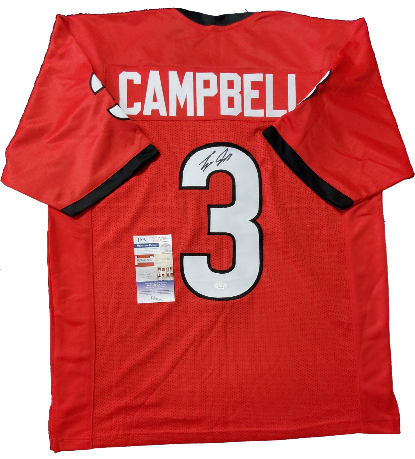 Georgia Bulldogs Tyson Campbell Autographed Signed Jersey Jsa Coa