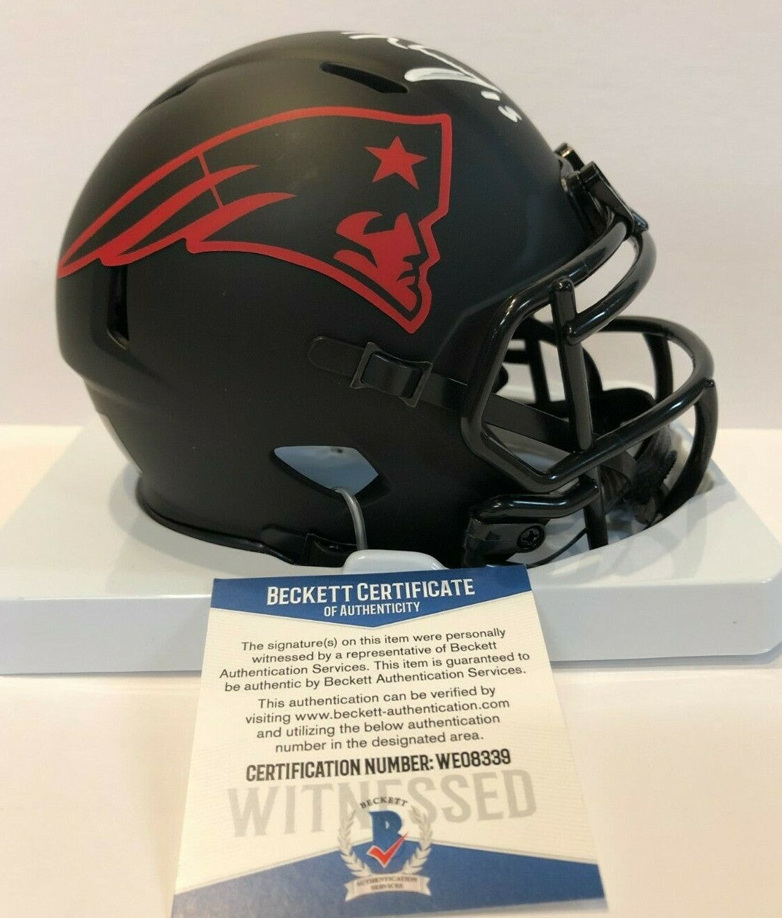 N'keal Harry Signed New England Patriots Eclipse Mini Helmet Beckett Coa