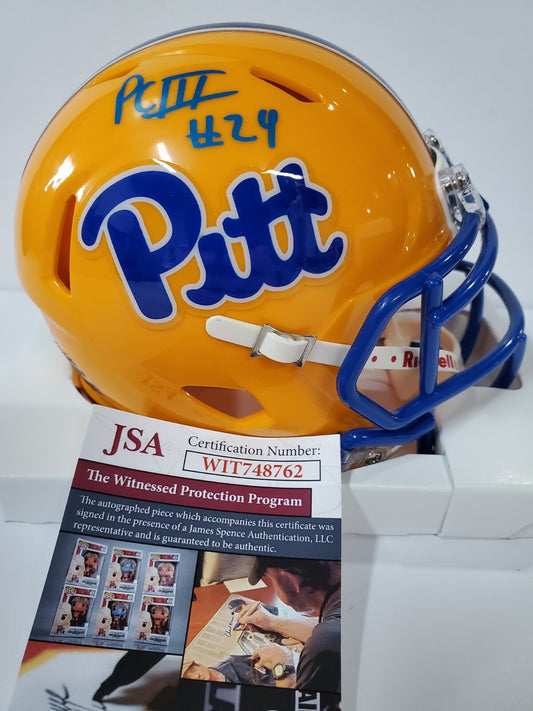 Pitt Panthers Phil Campbell Iii, Damarri Mathis, Cam Bright Signed Mini Jsa Coa
