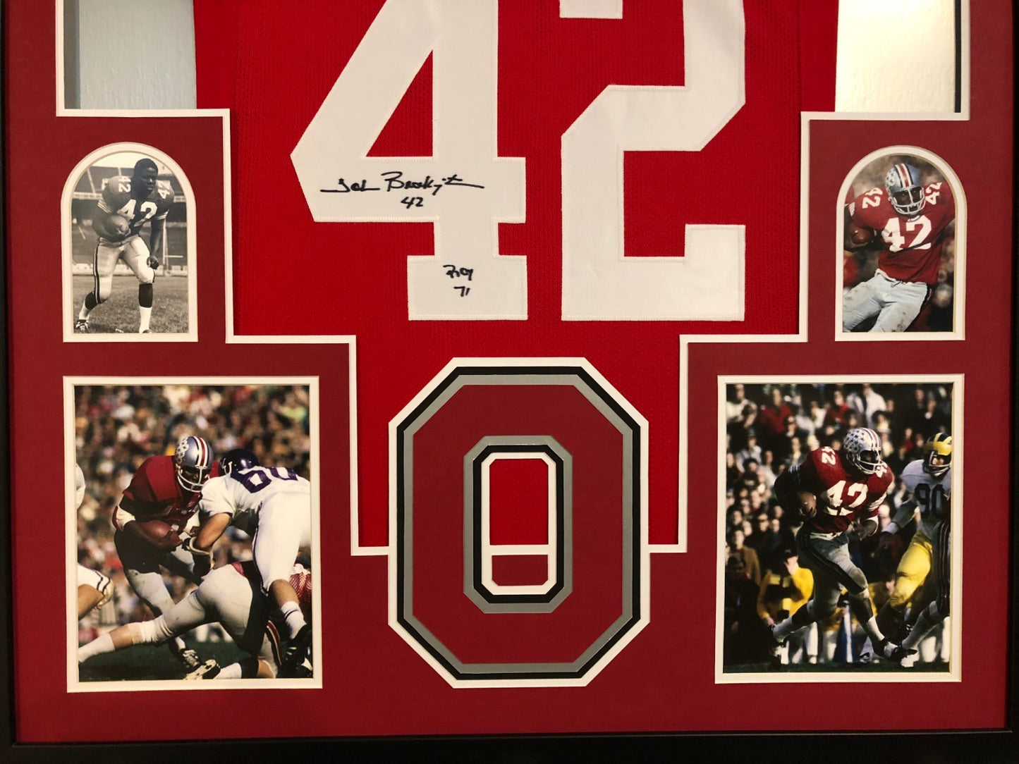 Framed Ohio State Buckeyes John Brockington Autographed Signed Jersey Jsa Coa