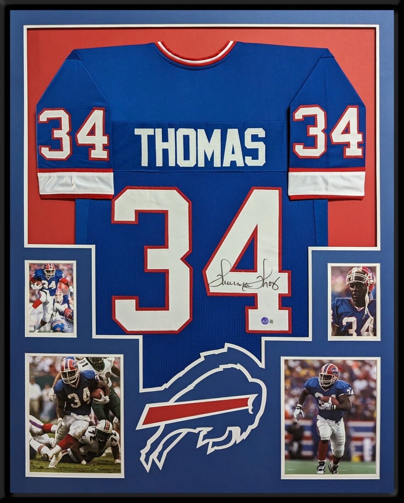 MVP Authentics Framed Buffalo Bills Thurman Thomas Autographed Signed Jersey Beckett Holo 427.50 sports jersey framing , jersey framing