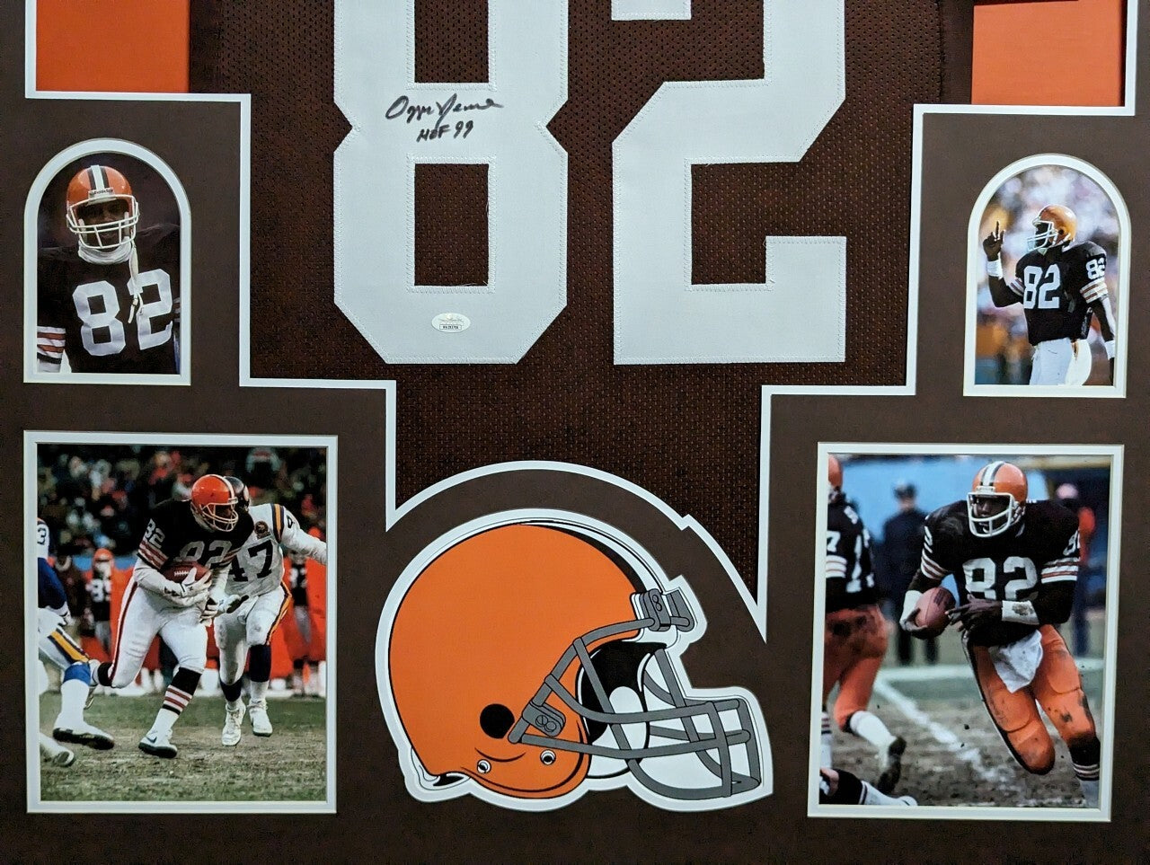 Framed Cleveland Browns Ozzie Newsome Autographed Inscribed Jersey Jsa Coa
