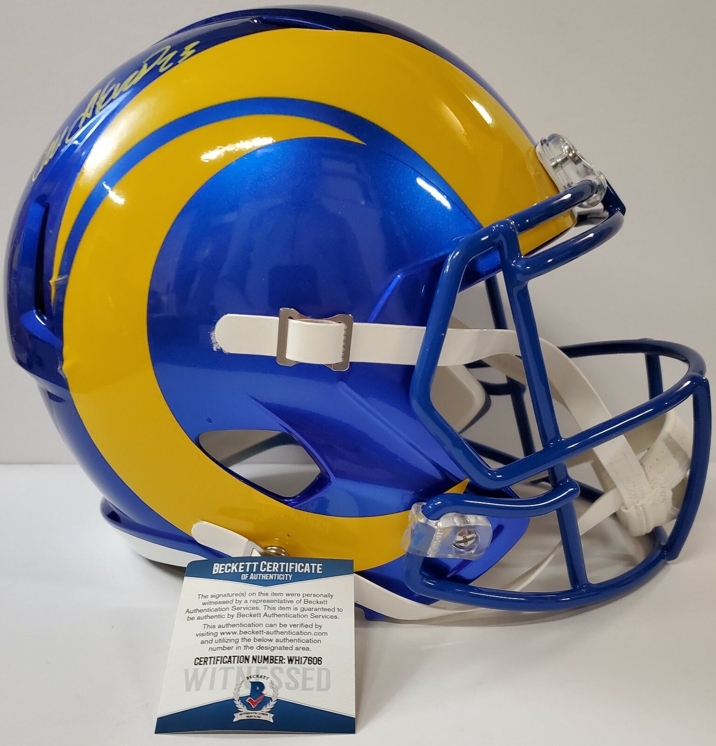 Los Angeles Rams Cam Akers Signed Full Size Replica Speed Helmet Beckett Coa