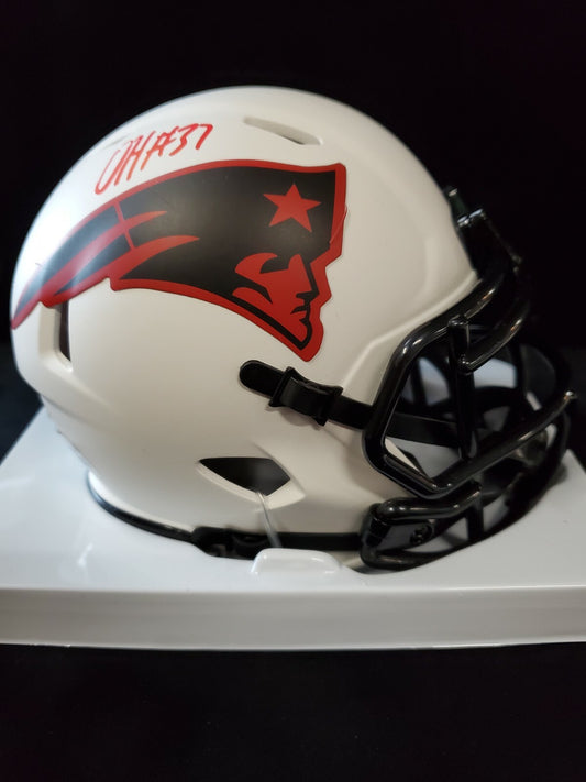 Damien Harris Signed New England Patriots Lunar Mini Helmet Beckett Holo