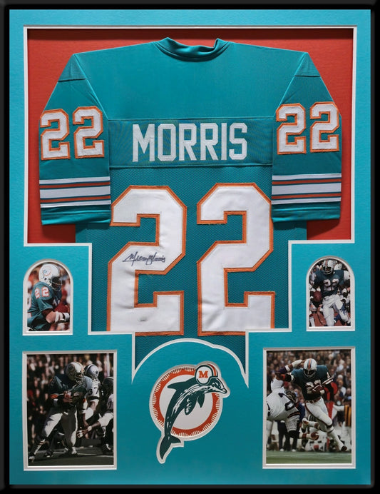 Framed Miami Dolphins Mercury Morris Autographed Signed Jersey Jsa Coa