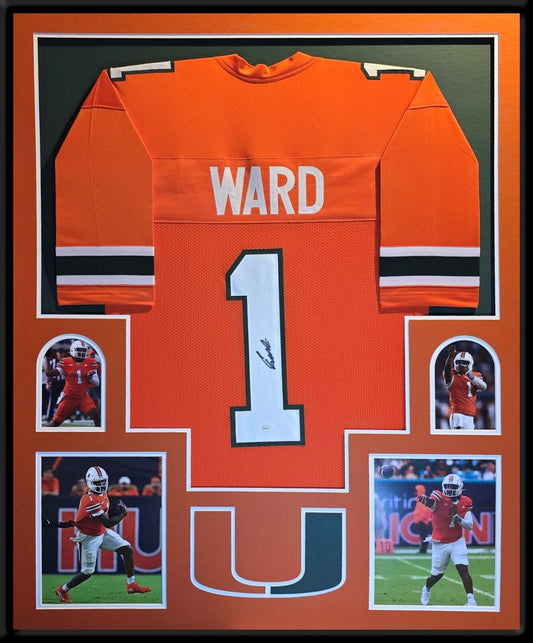 Framed Miami Hurricanes Cam Ward Autographed Signed Jersey Jsa Coa
