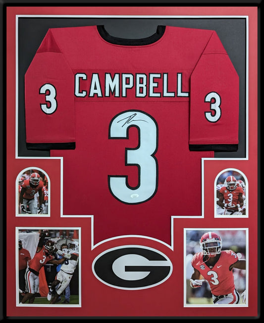 Framed Georgia Bulldogs Tyson Campbell Autographed Signed Jersey Jsa Coa