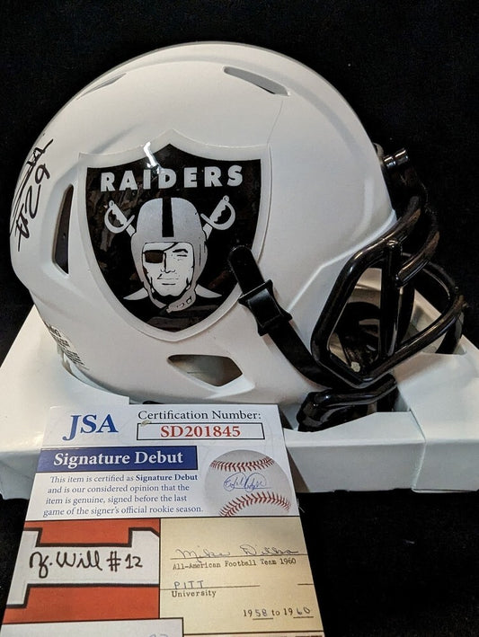 Las Vegas Raiders Chris Smith Autographed Signed Lunar Mini Helmet Jsa Coa Sil