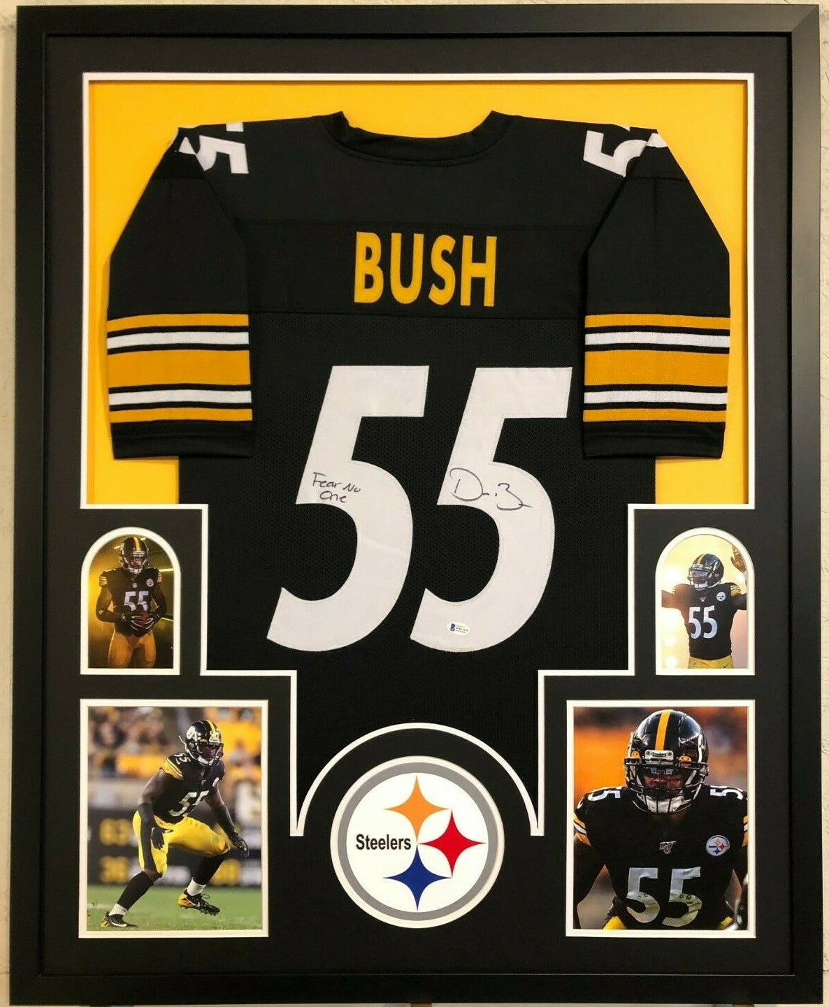 Framed Pittsburgh Steelers Devin Bush Autographed Signed Inscribe Jersey Bas Coa