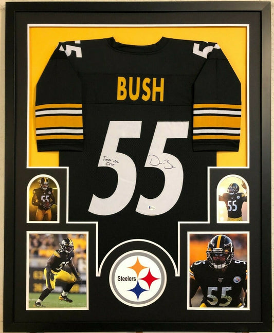 Framed Pittsburgh Steelers Devin Bush Autographed Signed Inscribe Jersey Bas Coa
