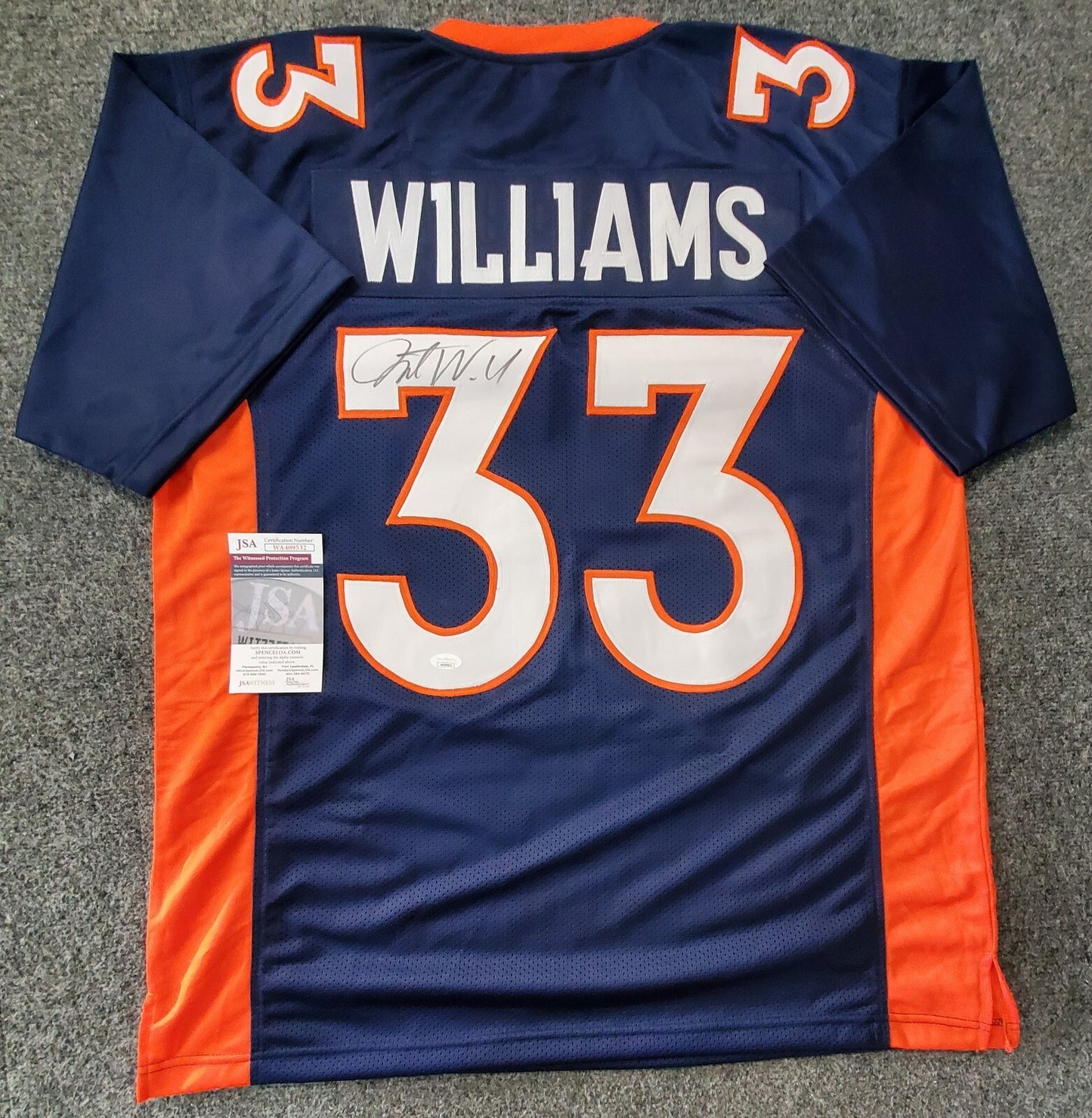Denver Broncos Javonte Williams Autographed Signed Jersey Jsa  Coa