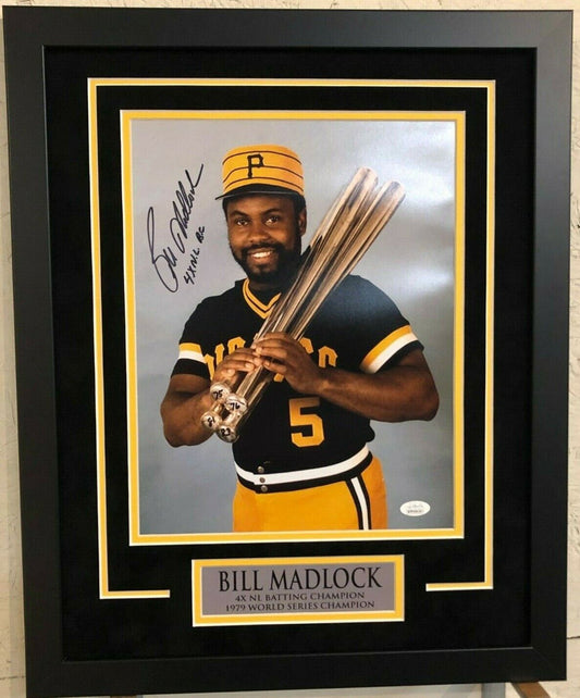 MVP Authentics Framed Bill Madlock Signed Inscribed Pittsburgh Pirates 11X14 Photo Jsa Coa 89.10 sports jersey framing , jersey framing