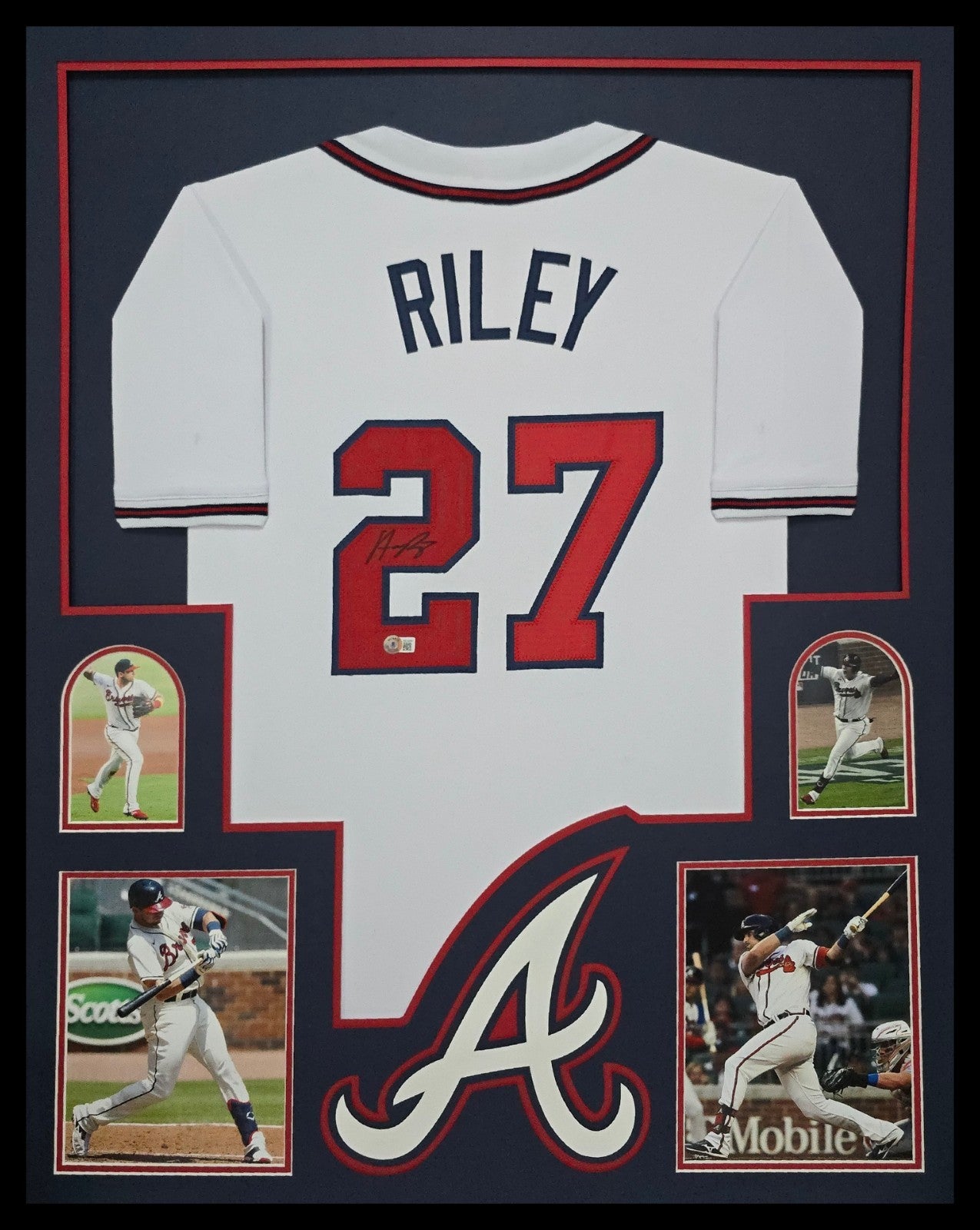 Framed Atlanta Braves Austin Riley Autographed Jersey Beckett Hologram