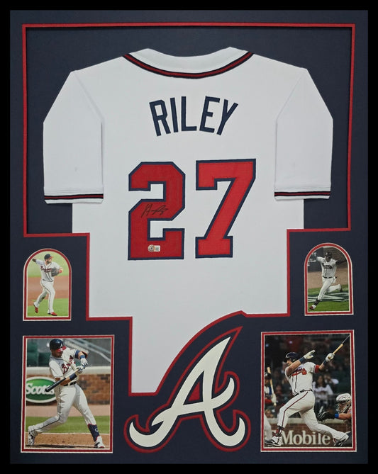 Framed Atlanta Braves Austin Riley Autographed Jersey Beckett Hologram