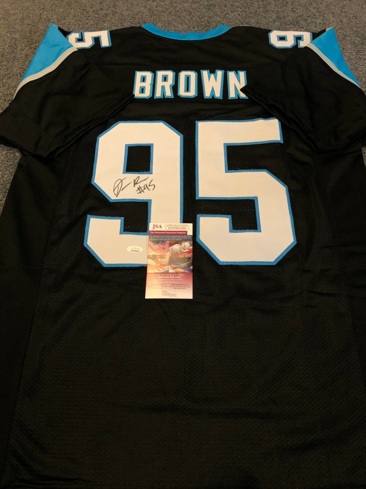 Carolina Panthers Derrick Brown Autographed Signed Jersey Jsa  Coa