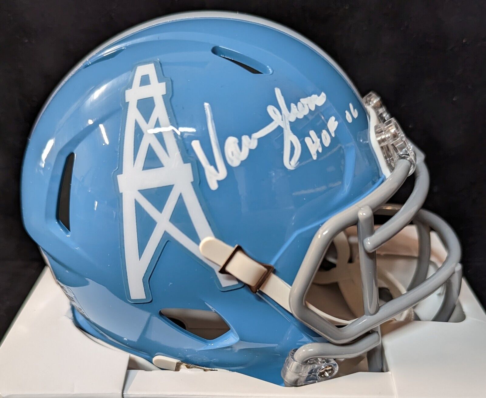 MVP Authentics Warren Moon Autographed Signed Houston Oilers Speed Alt Mini Helmet Beckett Holo 112.50 sports jersey framing , jersey framing