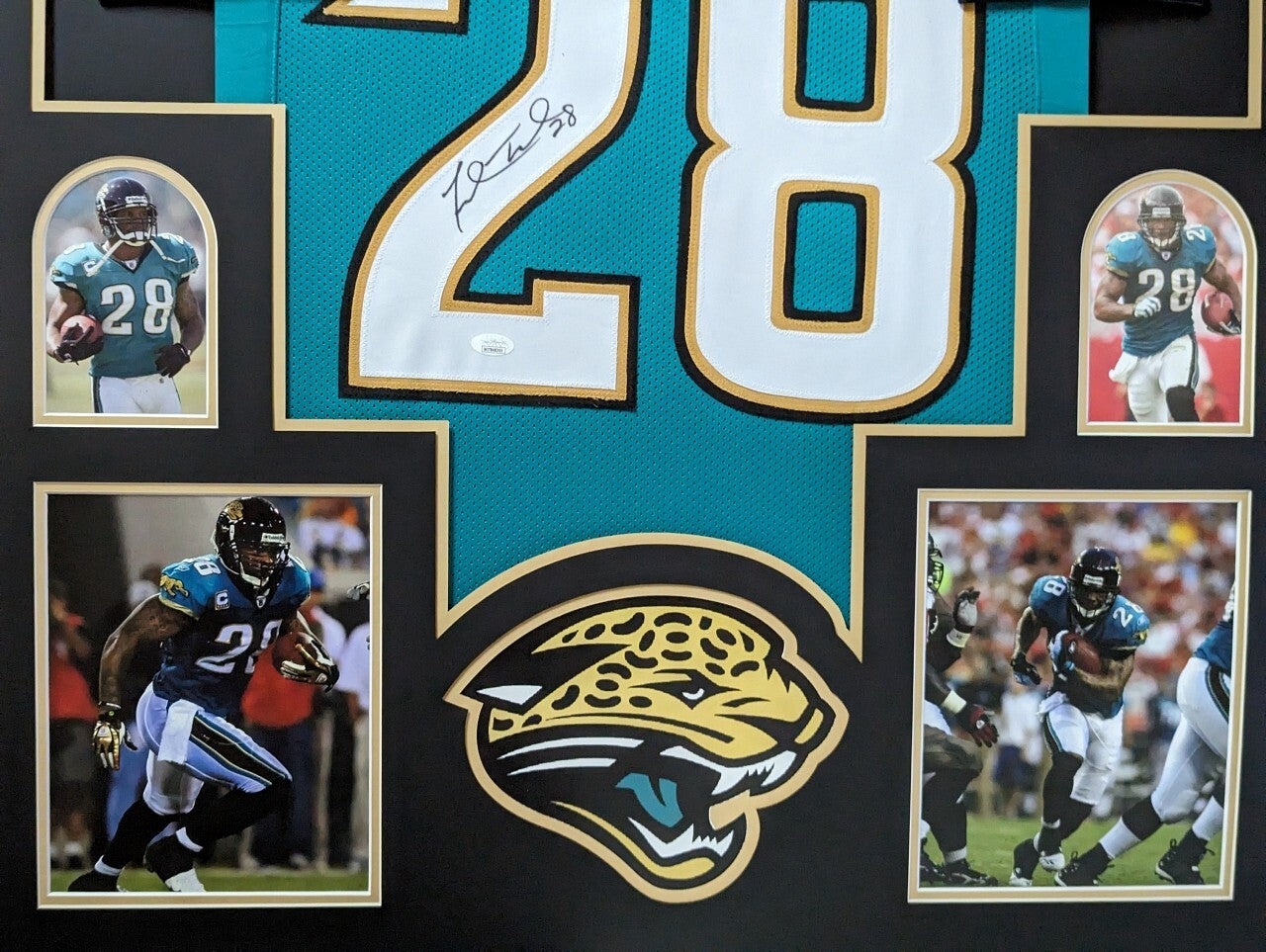 Framed Jacksonville Jaguars Fred Taylor Autographed Signed Jersey Jsa Coa