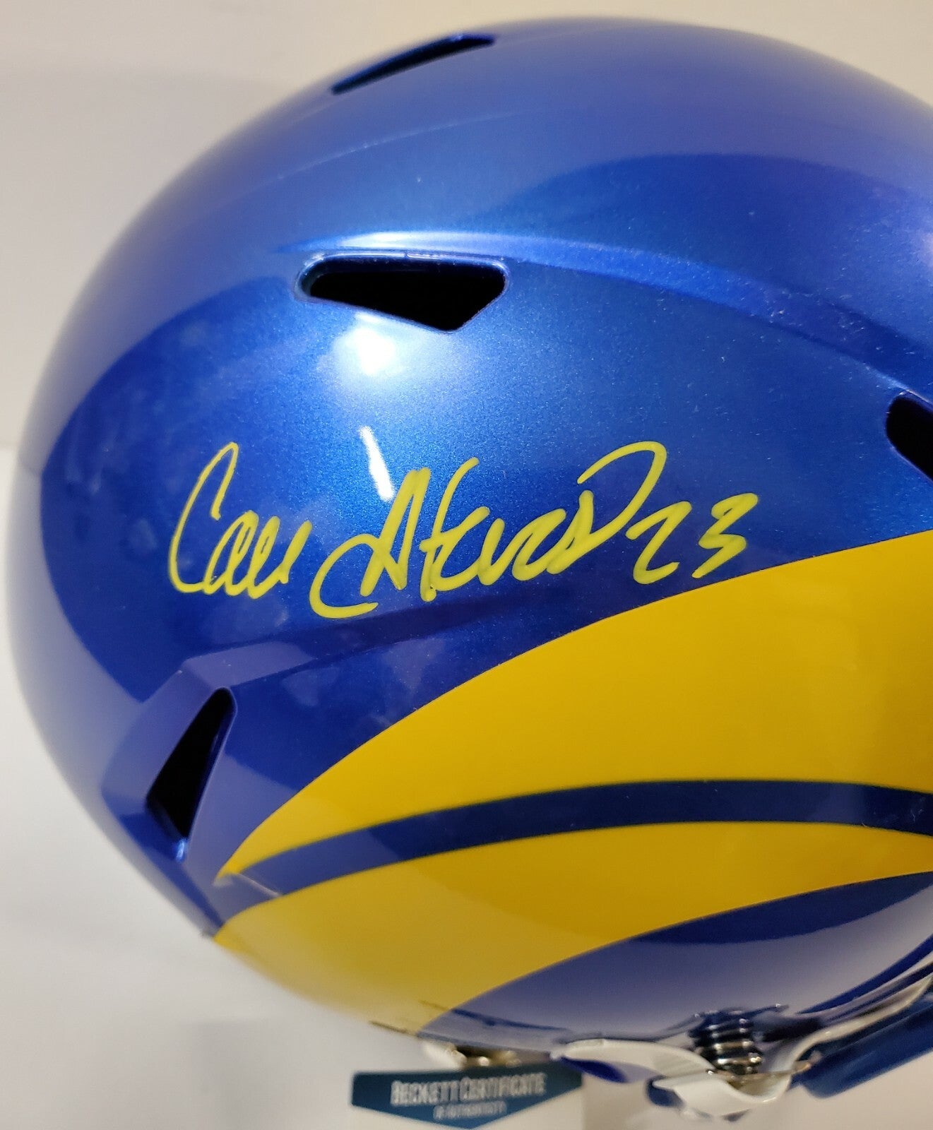 Los Angeles Rams Cam Akers Signed Full Size Replica Speed Helmet Beckett Coa