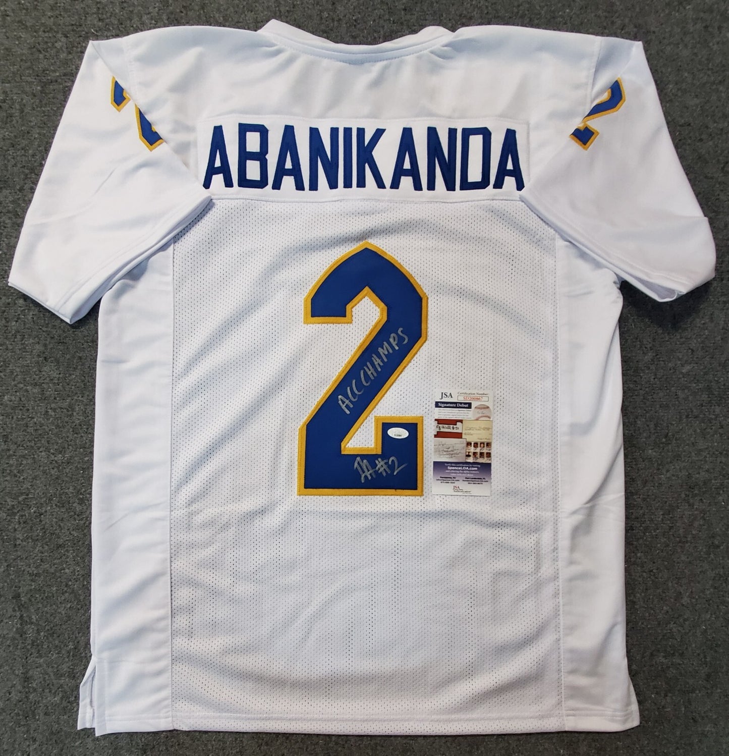 Pitt Panthers Israel "Izzy" Abanikanda Autographed Inscribed Jersey Jsa Coa
