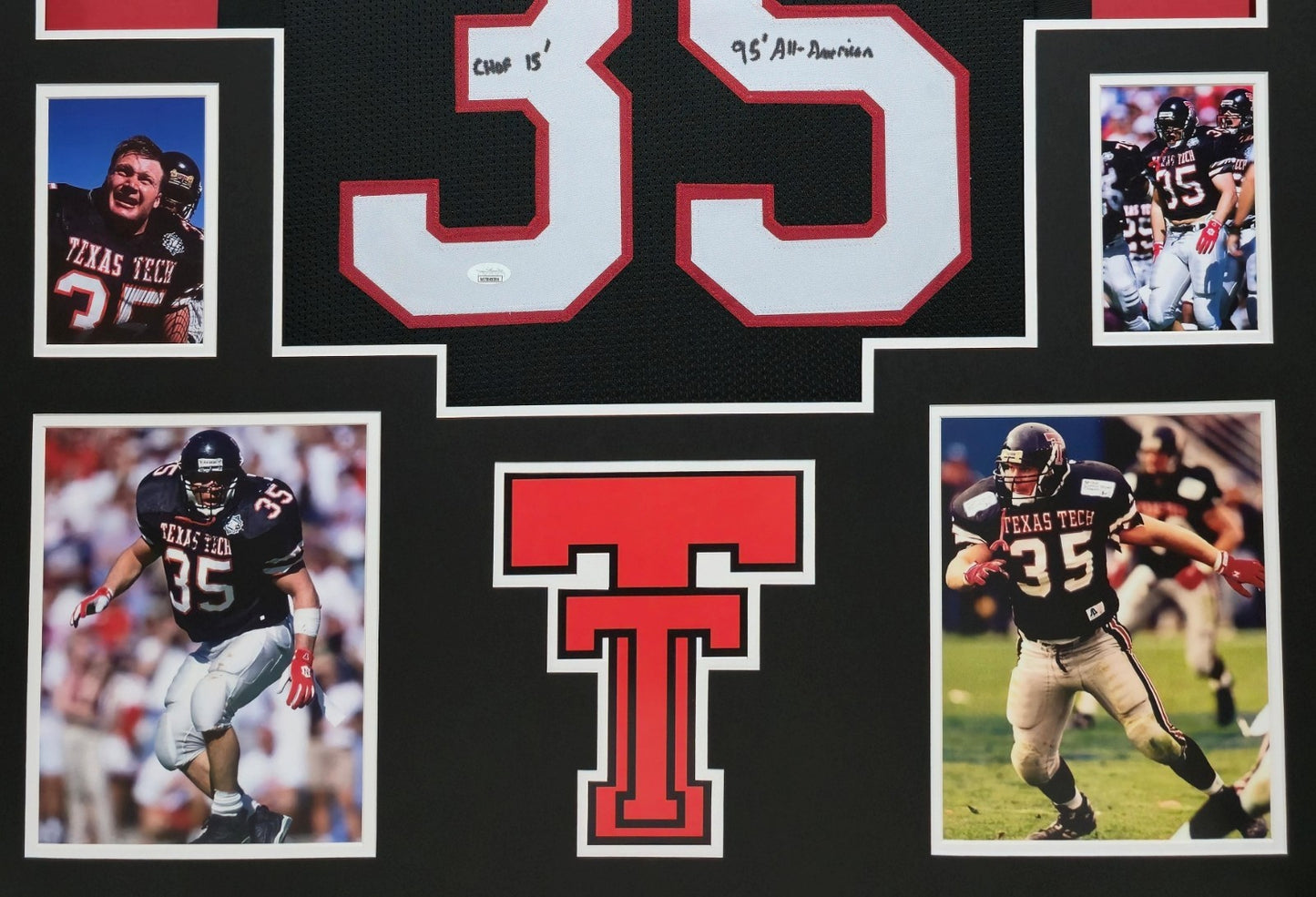 Framed Texas Tech Red Raiders Zach Thomas Autographed Inscribed Jersey Jsa