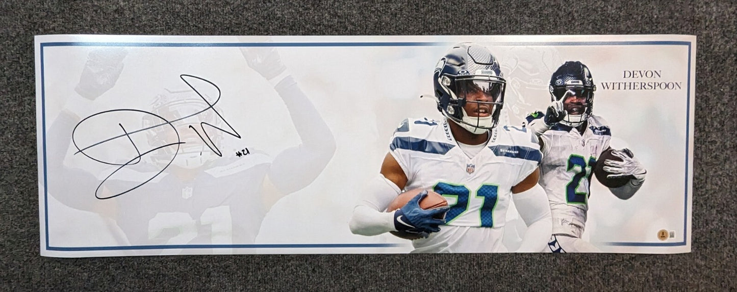 Seattle Seahawks Devon Witherspoon Autographed Signed 36X12 Panoramic Beckett