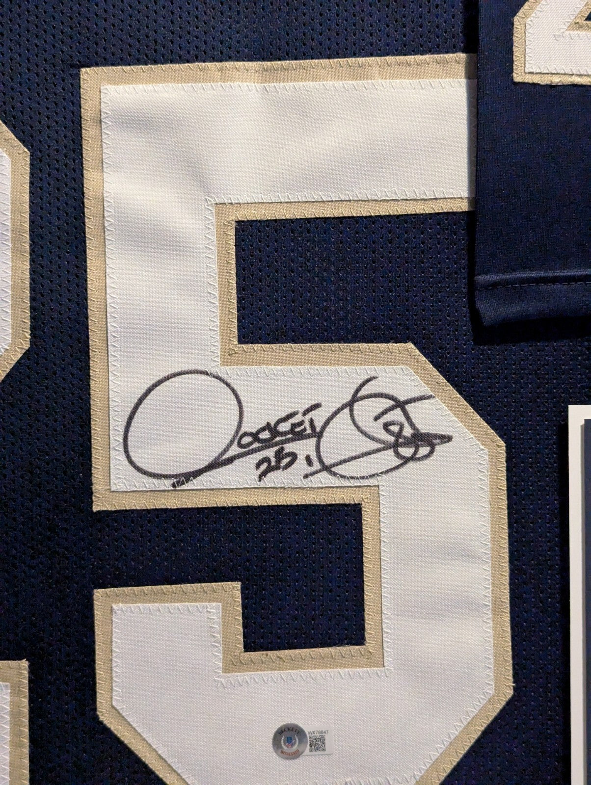 Framed Notre Dame Fighting Irish Raghib Ismail Autographed Jersey Beckett Holo