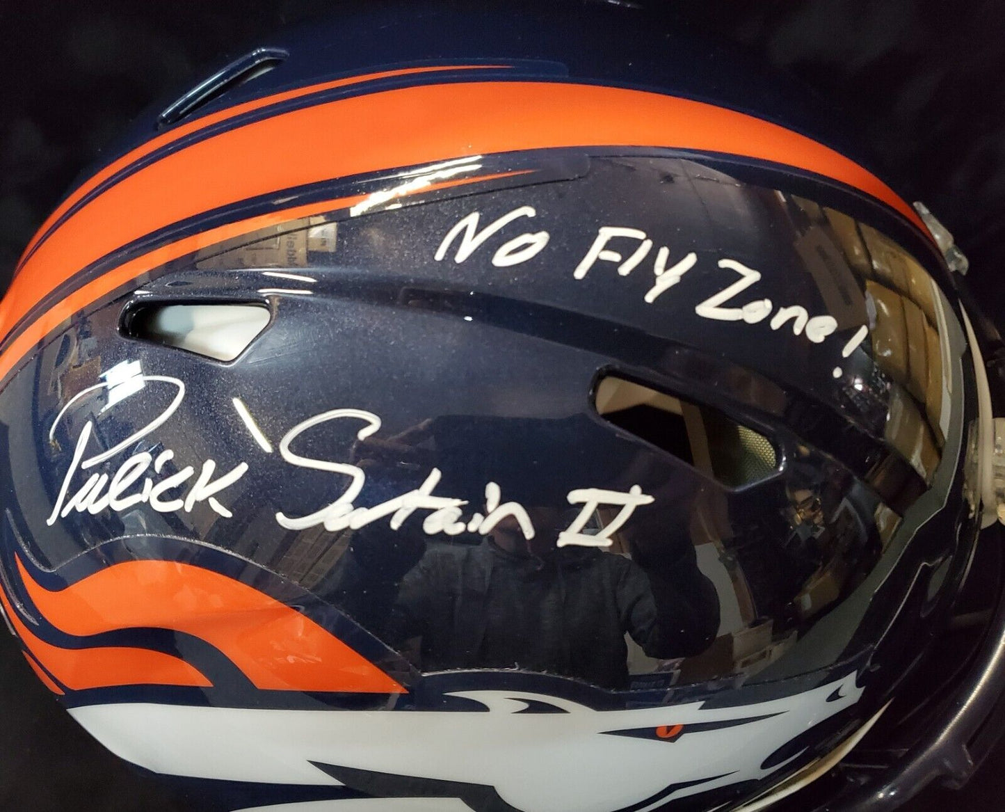 MVP Authentics Denver Broncos Pat Surtain Ii Signed Inscribe Full Sz Speed Authentic Helmet Jsa 517.50 sports jersey framing , jersey framing