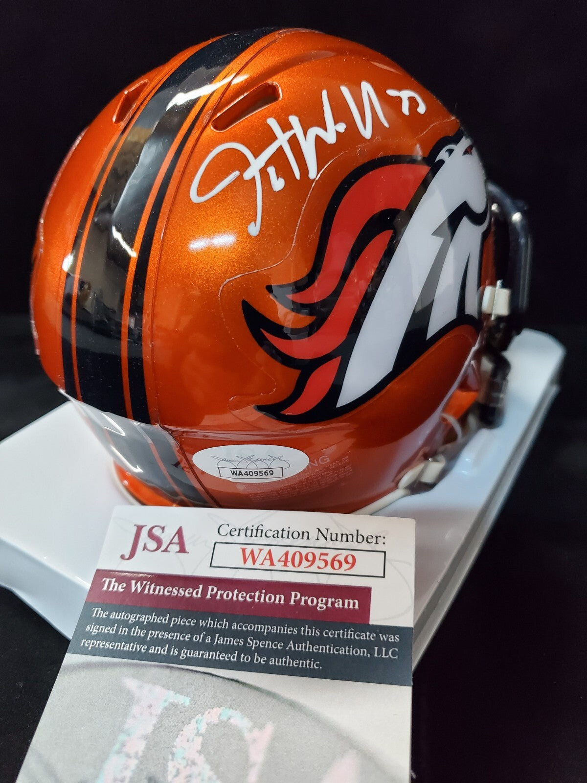 Denver Broncos Javonte Williams Signed Flash Mini Helmet Jsa Coa