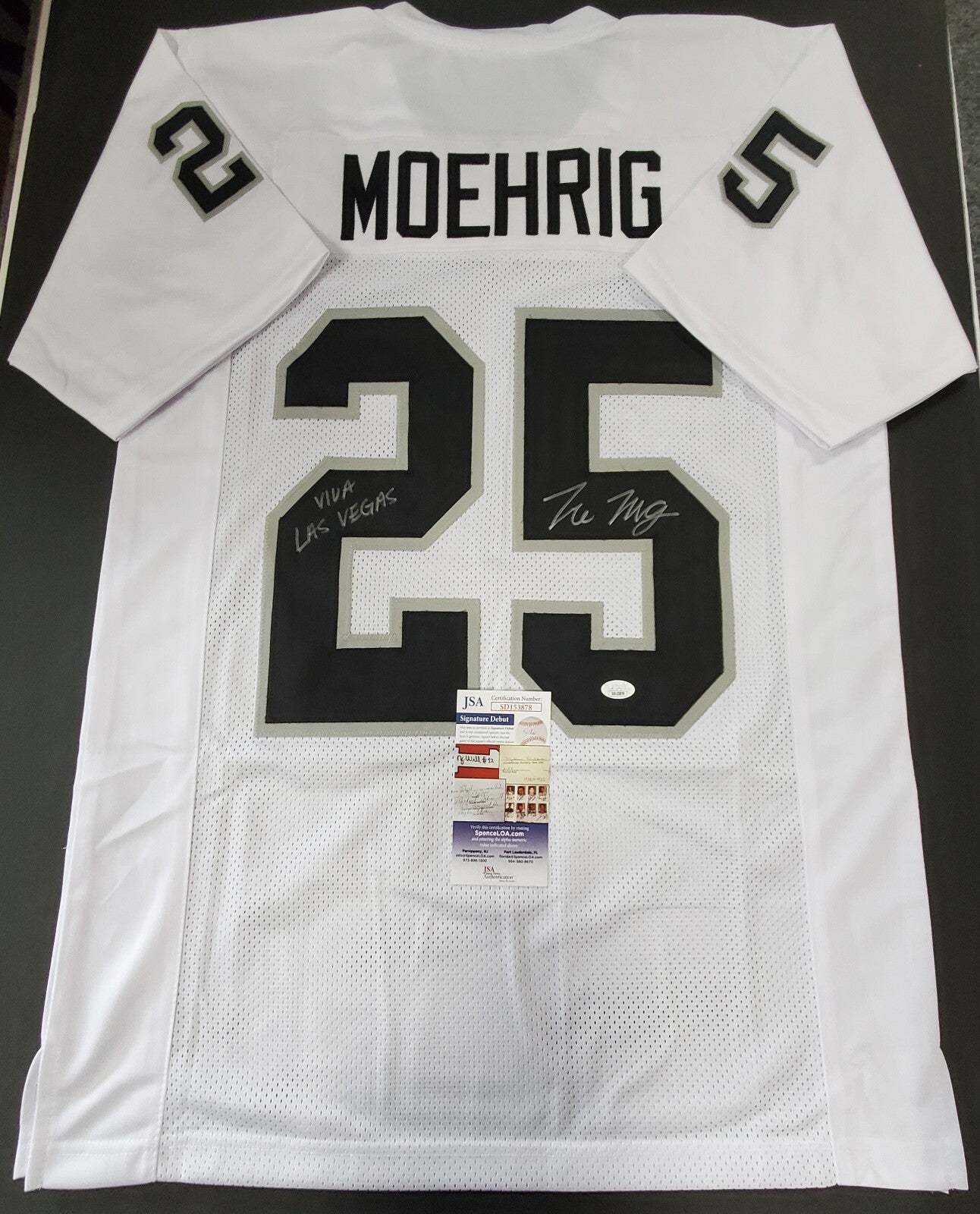 Las Vegas Raiders Tre'von Moehrig Autographed Inscribed Jersey Jsa Coa