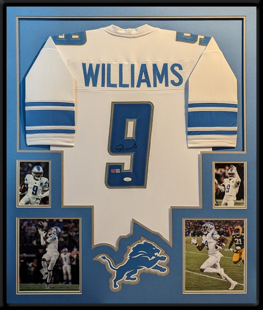 Framed Detroit Lions Jameson Williams Autographed Signed Jersey Jsa Coa