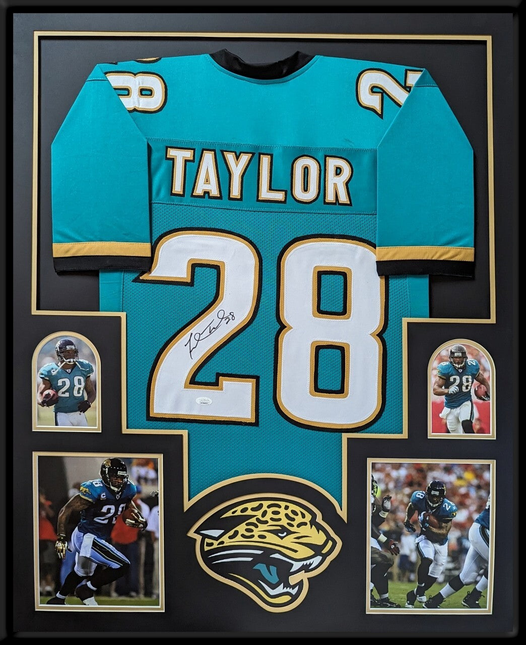 Framed Jacksonville Jaguars Fred Taylor Autographed Signed Jersey Jsa Coa