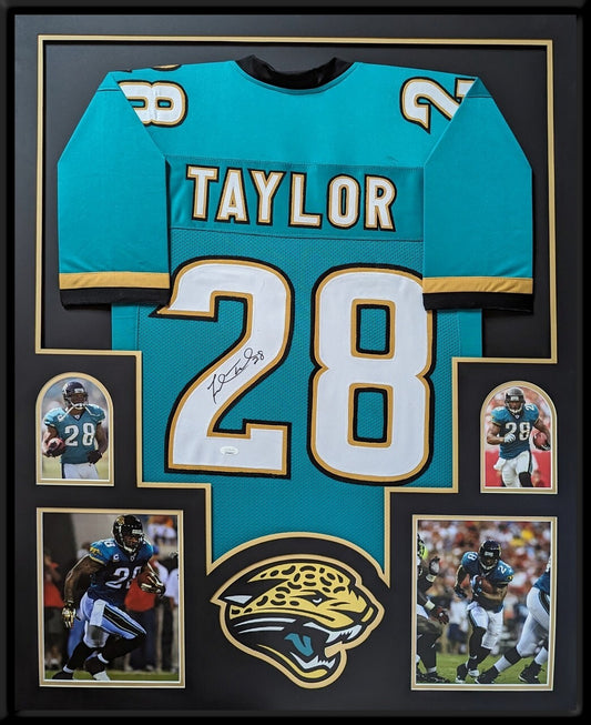 Framed Jacksonville Jaguars Fred Taylor Autographed Signed Jersey Jsa Coa