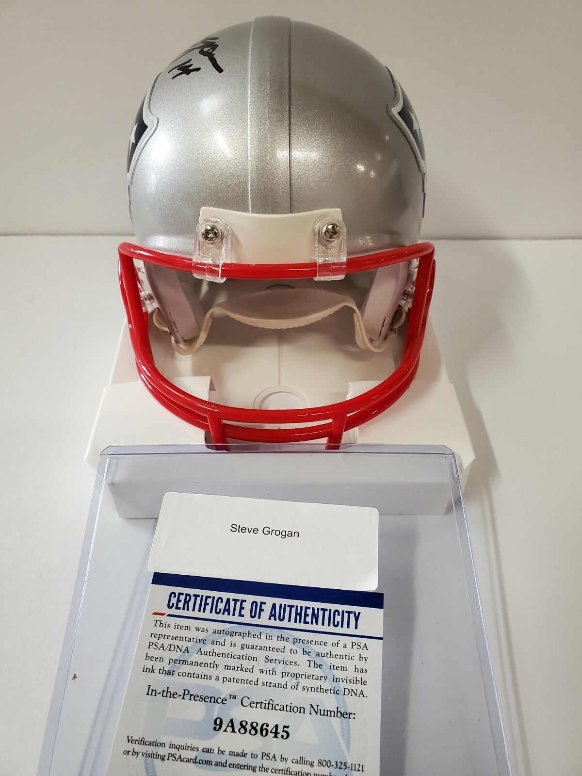 New England Patriots Steve Grogan Autographed Signed Mini Helmet Psa Coa