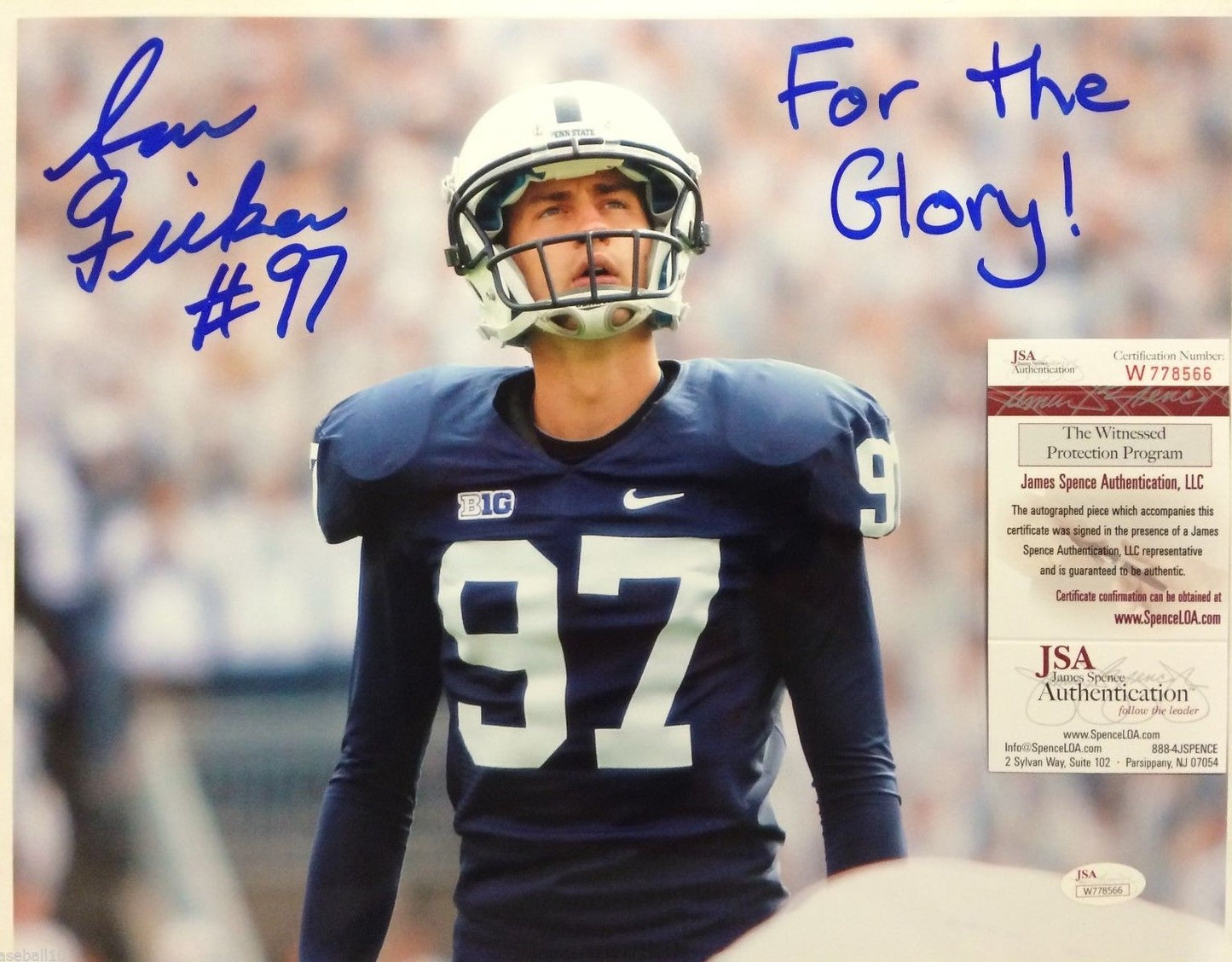 Sam Ficken Autographed Signed Inscribed Penn State 11X14 Photo Jsa  Coa