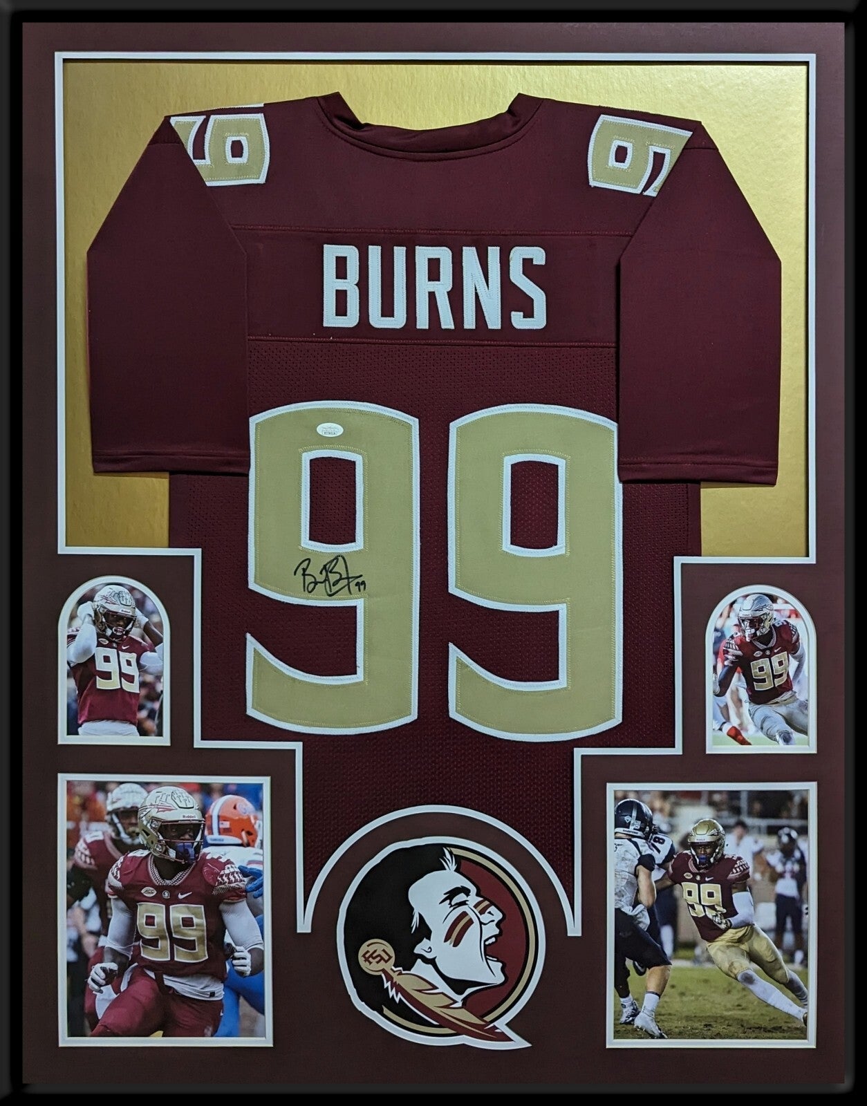 Framed Florida State Seminoles Brian Burns Autographed Jersey Jsa Coa